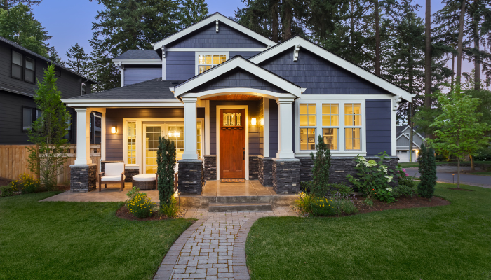 Beautiful blue house exterior