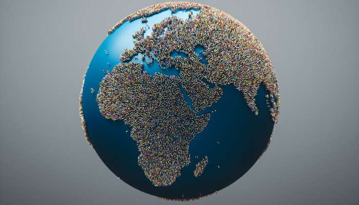 Globe showing population growing