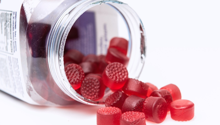 Red Keto gummies in jar