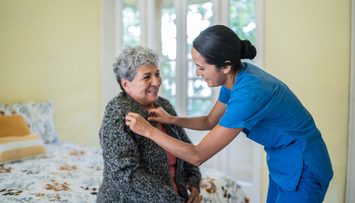 Older senior woman in nursing home.